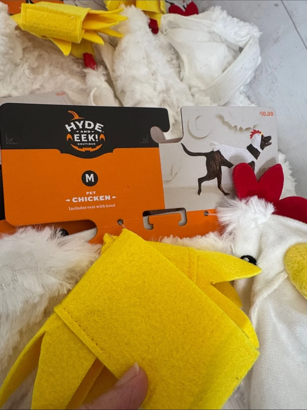 Hyde and Eek Chicken Costume for Dogs & Cats - White & Yellow Pet Outfit